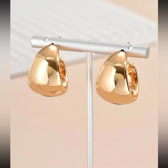 Chunky Gold Hoop Earrings - Picture 4 of 4